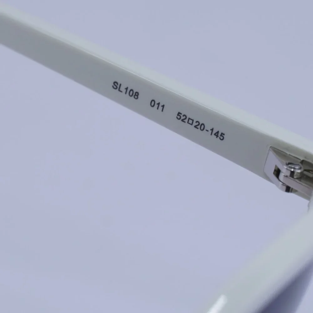 Saint Laurent SL108 011 Sunglasses Ivory Browline Frame, Black Lenses - Picture 7 of 11